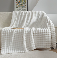 Meistverkaufte Einfarbige Bubble-Texturierte Flanell-Fleece-Decke 3D Bubble Plüsch-Decke Superweich für Sofa Bett Büro Nickerchen