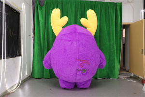 Mostro gonfiabile occhio peloso con corna in vendita, unico occhio grande viola, mostriciattolo per la centrale elettrica Monster Inc. Mascotte 2m 2.6m - Product Image 6