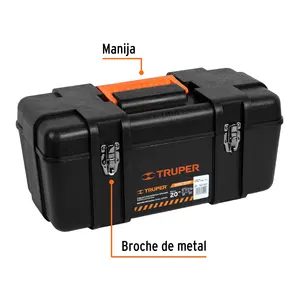 Boîte à outils portable Truper de 20 pouces, étanche, avec fermoirs métalliques, construction en plastique, design rectangulaire pour le rangement dans le garage, 500x - Product Image 3