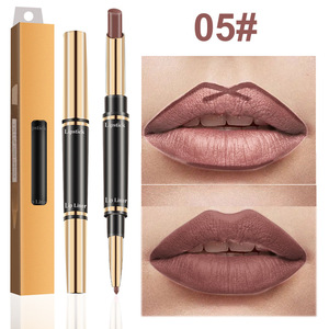 Vente directe d'usine 12 couleurs pures disponibles tempérament mise à niveau 2 en 1 ensemble de rouge à lèvres Lipliner sans Logo - Product Image 2