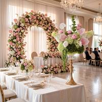 Ensemble de centres de table de mariage modernes, boules de fleurs roses, Anthurium, Calla, Hortensia vert sauge, décoration de table de luxe, ensemble personnalisé en rangée