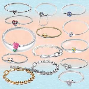 Bracelet de charme classique tendance en argent tibétain plaqué or, avec perle, cœur, araignée, zircon, thème œil du diable et bouddhisme, pour femme, bijoux de fête DIY - Product Image 1