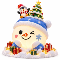 Bonhomme de neige gonflable de Noël avec pingouin et arbre, bonhomme de neige avec boîtes cadeaux pour la décoration de jardin extérieur, pelouse, Noël, fêtes