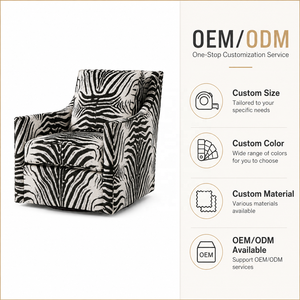 <span class=keywords><strong>Fauteuil</strong></span> pivotant maximaliste post-moderne en tissu zèbre noir et <span class=keywords><strong>blanc</strong></span>, idéal pour les halls d'appartements haut de gamme - Product Image 6