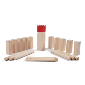 Custom Wooden Interactive Outdoor Indoor Outside Yard Lawn Backyard Family Kubb Game Set