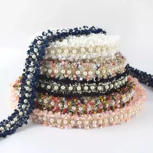 Meetee KY401 Small Fragrance Handmade Beads DIY Decorative Webbing Pearl Wool Woven Lace Ribbon