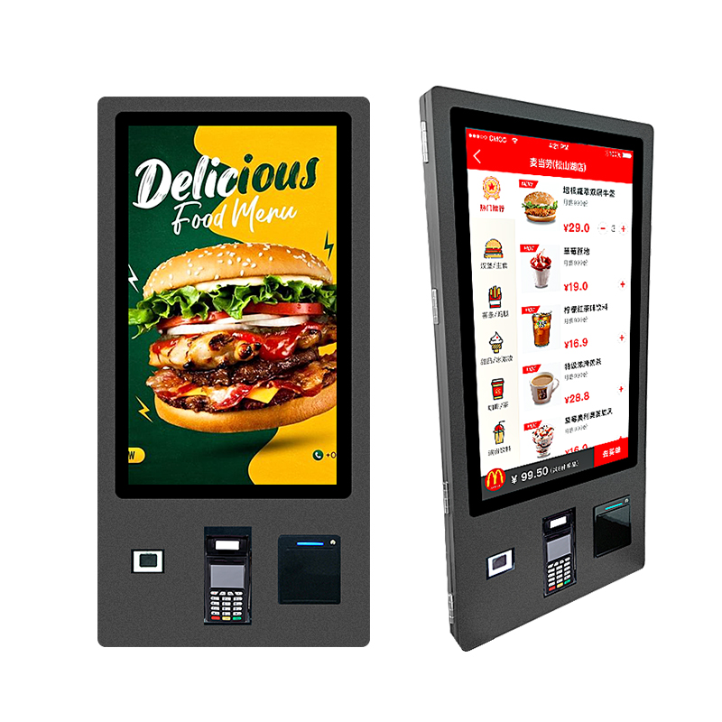 Sensor de kiosco con pantalla táctil para pago de restaurante, dispositivo de impresión interactiva con señal de tótem, wifi, sensor de internet con impresora y escáner