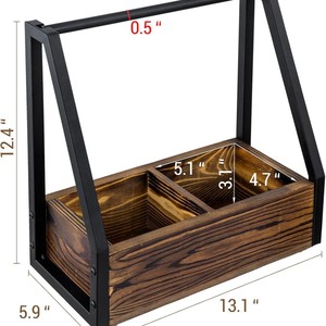 Wooden <b>Kitchen</b> <b>Paper</b> Towel And Condiment Storage Rack With Iron Bracket For Sauce Bottle Organizer Countertop Multi Function - Product Image 2