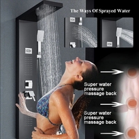 Colonne de douche noire murale en acier inoxydable