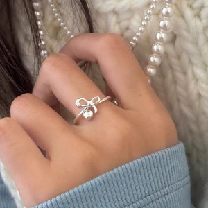 S925 Sterling Silver Bow <b>Ring</b> For Women <b>Thin</b> Open Design Everyday Wear Jewelry - Product Image 2