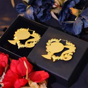 个性化定制卡通人物扭耳环定制名称竹圈耳环女女孩定制圈耳环 - Product Image 3