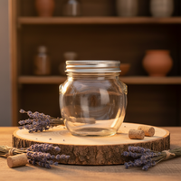 Bocaux en verre carrés en gros de 280 ml, 350 ml, 500 ml, 630 ml avec couvercle métallique doré ou rouge, logo personnalisé pour le stockage de nid d'oiseau, miel, crème, bonbons, gelée