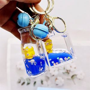 Custom Acrylic Milk Tea Bottle Liquid <b>Floating</b> Keychain <b>Bubble</b> Boba Yellow Duck Animal KeyChains - Product Image 4