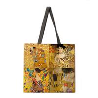 Sac de courses réutilisable, fourre-tout pour loisirs, peinture à l'huile dorée, pour extérieur, plage et loisirs, nouvelle collection