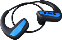 Cyboriss SM608 IPX8 Headset pemutar MP3 nirkabel 32GB, tahan air untuk olahraga lari biru LED untuk mandi