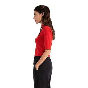 Custom Logo Women <b>Mock</b> <b>Neck</b> T Shirt Personalized High <b>Neck</b> Casual <b>Top</b> for Clothing Brands and Retail Stores OEM - Product Image 3