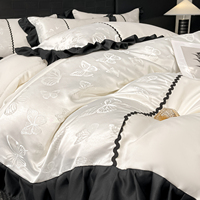 Nouvel ensemble de literie quatre pièces en satin jacquard patchwork style 2026