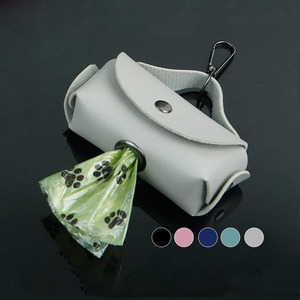 Pochette distributrice de sacs à déjections canines en cuir PU tendance, portable, pour les promenades en extérieur - Product Image 1