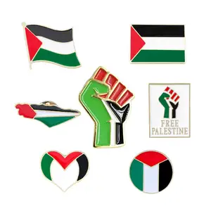 Fabricante de insignias, alfileres de solapa personalizados, alfileres de solapa de esmalte duro chapado en oro, alfiler de esmalte suave con bandera de Palestina personalizado - Product Image 1