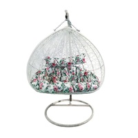Fauteuil à bascule moderne en acier et osier de 10 cm, forme nid d'oiseau, tricoté à la main, structure métallique, mobilier d'extérieur pour 1 personne, utilisation en parc ou villa