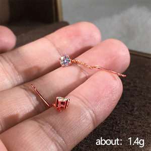 Orecchini Pendenti con Zirconi Quadrati in Stile Coreano, Gioielli Eleganti e Minimalisti per Uso Quotidiano Femminile - Product Image 6