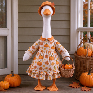 Tenue de canard de la fête des Mille-Feuilles pour porche, robe citrouille, costume de canard pour décoration extérieure de pelouse, chapeau feuille d'érable, panier, décoration de porche avant pour la récolte - Product Image 2
