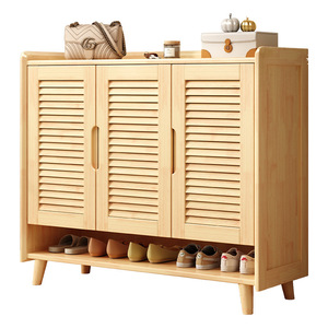 Armoire à chaussures en bois massif, rangement multi-niveaux, organisateur d'entrée peu encombrant, grande capacité pour les petits appartements - Product Image 4