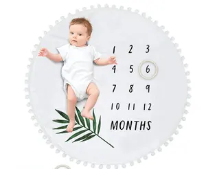 선물 이불 사진 추억 100% 면화 아기 월간 이정표 라운드 담요 크기 성장 신생아 소년을위한 새로운 디자인