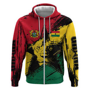Vente en gros Veste à fermeture éclair imprimée du drapeau du Ghana avec capuche <span class=keywords><strong>Sweat</strong></span>-shirt surdimensionné pour hommes Veste d'extérieur graphique pour garçon - Product Image 4