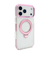 Coque de téléphone transparente de luxe en PC+TPU électroplaqué, style urbain, avec anneau rotatif à 360 degrés et béquille antichoc