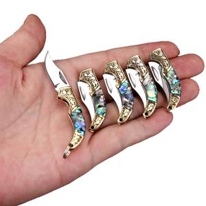 Mini cuchillo plegable, cuchillo de bolsillo, cuchillo grabado en latón, cuchillo portátil de viaje, cuchillo para llavero - Product Image 1