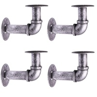 Étagères en fer bronze industriel, supports muraux suspendus à double bride pour étagères flottantes décoratives en bois