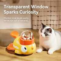 Dispensador de Plástico Interactivo para Entrenamiento Cognitivo con Dispensación Automática de Snacks Liofilizados, Diseño de Pato Amarillo, Comedero para Perros y Gatos