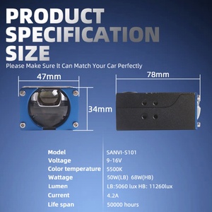 ไฟเลนส์รถยนต์ Sanvi S101 ดีไซน์ใหม่ ขนาด 1.5 นิ้ว มินิเมทริกซ์ เลนส์เลเซอร์เดี่ยว 68W โปรเจคเตอร์เลเซอร์แบบ Bi-LED ไฟกระจังหน้า - Product Image 6