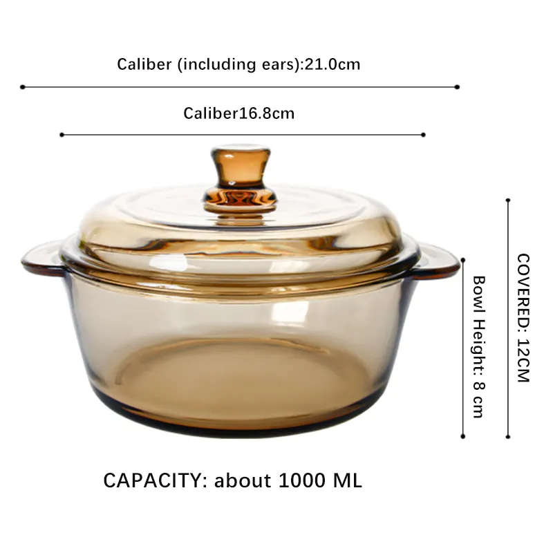 Коричневый высокотемпературный стеклянный горшок с крышкой для супа с защитой от ожогов, миска для лапши быстрого приготовления, глиняный горшок, миска для рисового салата