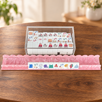 Ensemble de supports et poussoirs de mahjong en acrylique à motif coquillage, supports de tuiles de mahjong à bord ondulé festonné de 20 pouces pour le jeu de mahjong américain