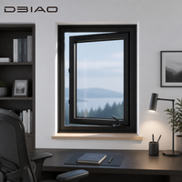 Ventana Abatible de Aluminio con Manivela, Vidrio Templado de Doble Panel Insonorizado, Diseño Moderno para Uso Doméstico
