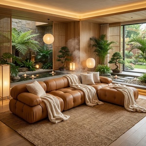Sofá Esquinero en Forma de L de Tres Plazas, Moderno, Convertible, Ecológico, Duradero, Cómodo, de Cuero Genuino, Relleno de Esponja, Estructura de Madera - Product Image 2