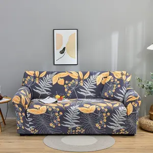 Muebles elástica de tela estampada en forma de L, silla mágica, sofá, funda de sofá con falda