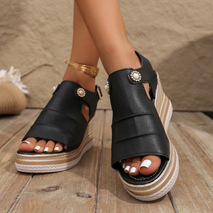 Women New Fish Mouth Wedge <b>Sandals</b> European and American Summer Thick Sole Platform Roman <b>Sandals</b> - Product Image 4