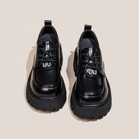 Chaussures à plateforme en cuir à lacets pour femmes, à semelles épaisses, avec lanières, noires et beiges, mode décontractée, talons hauts, semelles en éponge, été