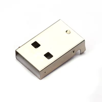 Connecteur mâle USB 2.0 Type A à souder soi-même avec borne en cuivre phosphoreux et boîtier en acier inoxydable pour câble de données PCB