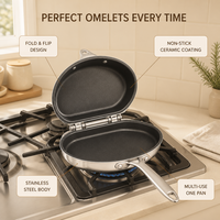 Poêle à œufs et riz pliable double face pour cuisson transfrontalière ; Poêle à frire multifonction antiadhésive en aluminium pour petit-déjeuner en extérieur