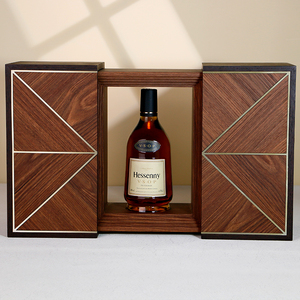 Sang Trọng Đôi Cửa Vodka Hộp Rượu Handmade Hình Chữ Nhật Hình Chữ Nhật Duy Nhất Khe Cắm Sơn Bằng Gỗ Hộp Quà Tặng Với Biểu Tượng Tùy Chỉnh - Product Image 2