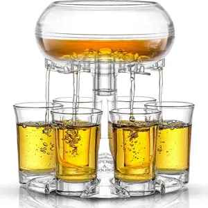 6支聚甲基丙烯酸甲酯分配器和支架酒瓶和酒吧分配器，带6支亚克力杯，用于各种派对