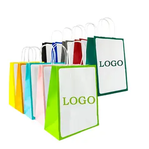 저렴한 재활용 사용자 정의 로고 인쇄 식료품 쇼핑 포장 갈색 크래프트 종이 가방 핸들