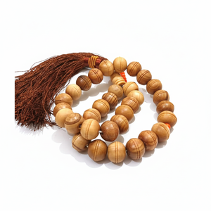Chapelet Musulman Tasbeeh Tenture murale en bois naturel Perles de prière faites main Zaitun polies et écologiques 12mm 10mm - Product Image 1