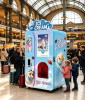 Distributeur automatique de crème glacée molle refroidie par air 24h/24 avec 3 garnitures solides et 3 liquides