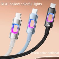 Cable de Datos Tipo C a Tipo C con Malla de Nailon Brillante LED RGB de 120W y Carga Rápida para iPhone