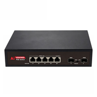 Switch PoE Gigabit Completo No Administrado 4+1+2SFP, 4 Puertos PoE RJ45, 2 Ranuras SFP, 85W, Budget AI Watchdog, Protección Contra Sobretensiones de 4KV, Extensión de 250m